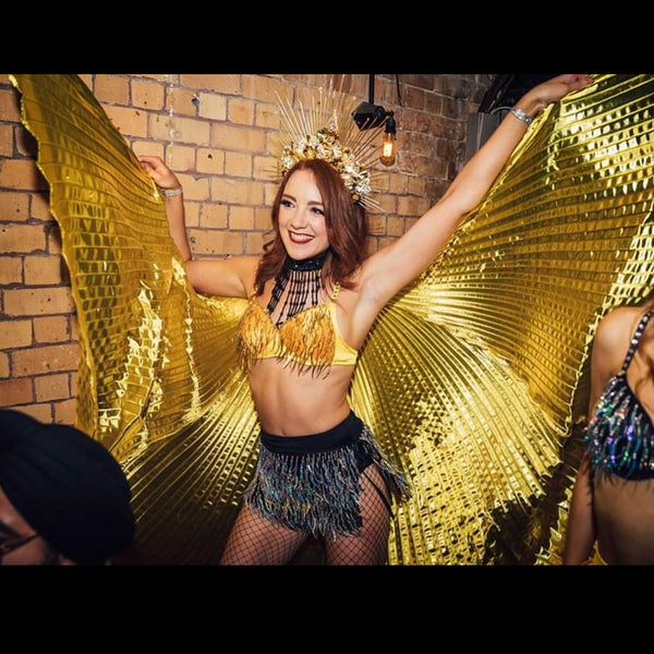 solo dancer gold wings Finesse Entertainment Auckland