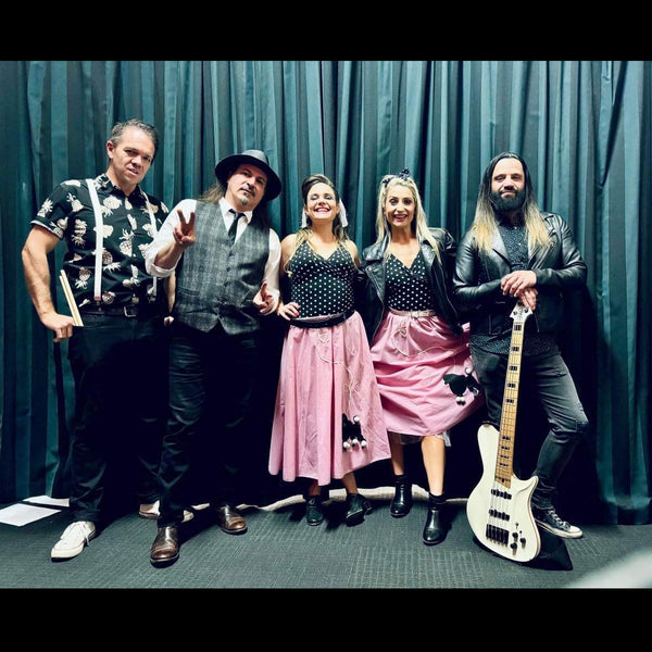 Monroes covers band Hamilton dressed for a Rockabilly night