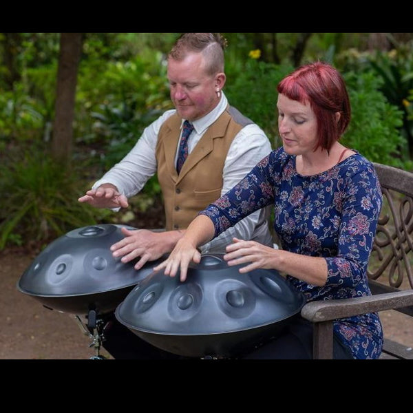 Handpan Duo Auckland playing outdoors