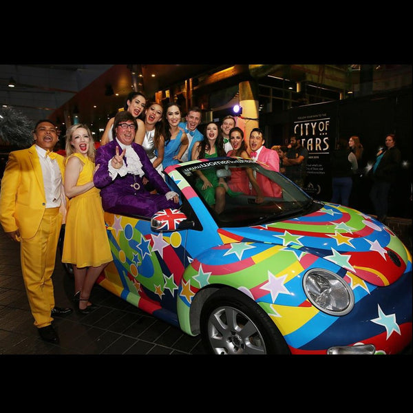 Gary Brown as Austin Powers with beetle car