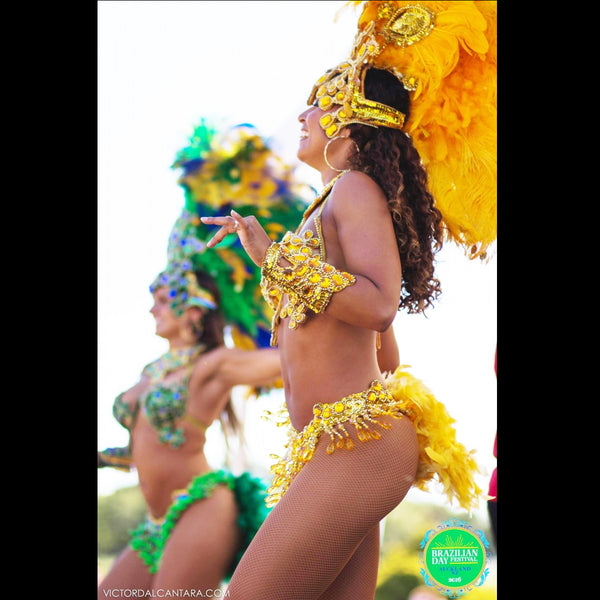 yellow and green feathers dancers Brazilian Divas Auckland