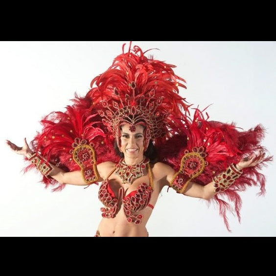 Samba Dancer red feathers costume Auckland