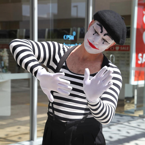 French style Mime in black and white stripes Tauranga