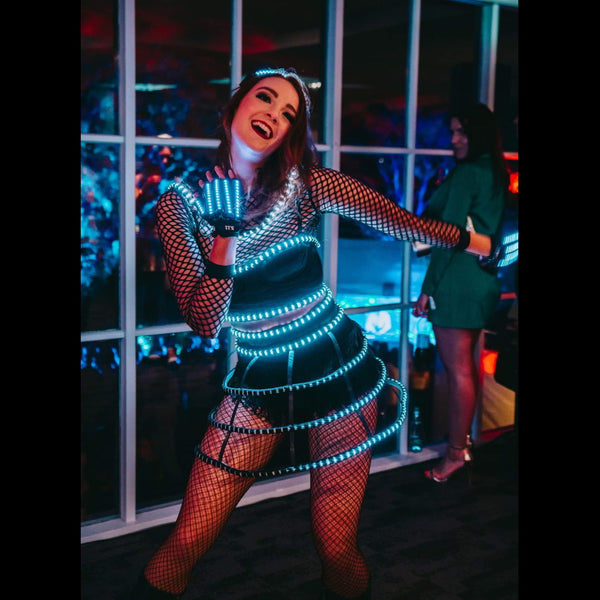 Finesse Entertainment Auckland solo dancer in LED dress