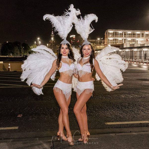 Boa Feathers in white for event Auckland Finesse Dance Troupe
