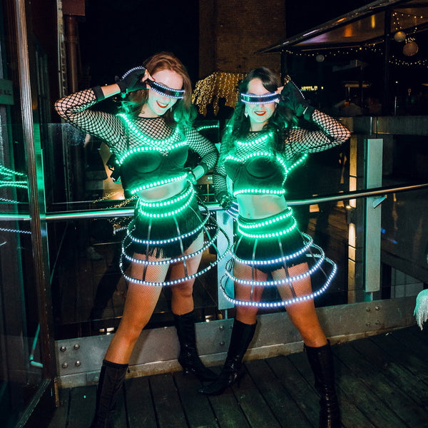 Glow suits Finesse Entertainment dancers Auckland