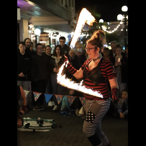 Fire performer at event Flames of Plenty Hamilton