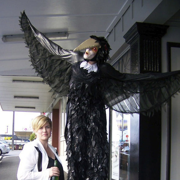 Free Lunch stilt walker Hamilton bird costume Tui