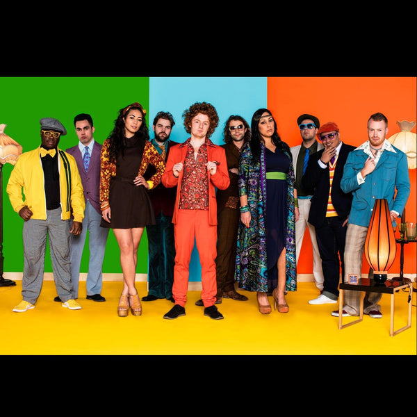 Hipstamatics funk soul band Auckland in bright colours